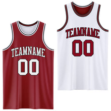 Load image into Gallery viewer, Custom Reversible Maroon White-Black Double Side Sublimation Basketball Suit Jersey
