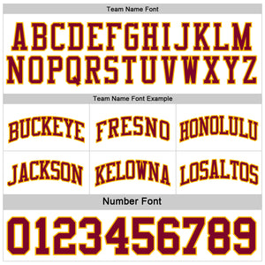 Custom Reversible Maroon White-Gold Double Side Sublimation Basketball Suit Jersey