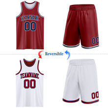 Load image into Gallery viewer, Custom Reversible Maroon Navy-White Double Side Sublimation Basketball Suit Jersey
