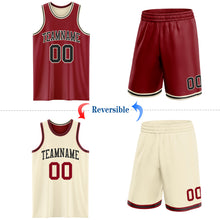 Load image into Gallery viewer, Custom Reversible Maroon Black-Cream Double Side Sublimation Basketball Suit Jersey
