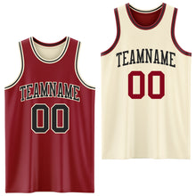 Load image into Gallery viewer, Custom Reversible Maroon Black-Cream Double Side Sublimation Basketball Suit Jersey
