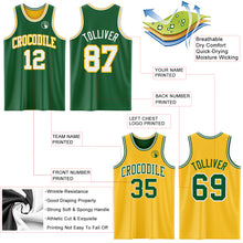 Load image into Gallery viewer, Custom Reversible Kelly Green White-Gold Double Side Sublimation Basketball Suit Jersey
