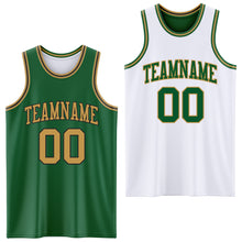 Load image into Gallery viewer, Custom Reversible Kelly Green Old Gold-Black Double Side Sublimation Basketball Suit Jersey
