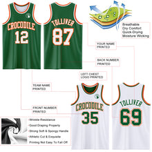 Load image into Gallery viewer, Custom Reversible Kelly Green White-Orange Double Side Sublimation Basketball Suit Jersey
