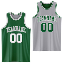 Load image into Gallery viewer, Custom Reversible Kelly Green White-Gray Double Side Sublimation Basketball Suit Jersey
