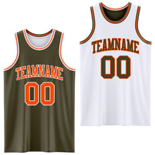 Load image into Gallery viewer, Custom Reversible Olive Orange-White Double Side Salute To Service Sublimation Basketball Suit Jersey
