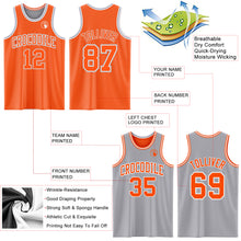Load image into Gallery viewer, Custom Reversible Orange White-Gray Double Side Sublimation Basketball Suit Jersey
