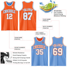 Load image into Gallery viewer, Custom Reversible Orange White-Light Blue Double Side Sublimation Basketball Suit Jersey
