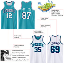 Load image into Gallery viewer, Custom Reversible Teal White-Navy Double Side Sublimation Basketball Suit Jersey
