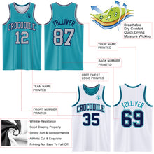 Load image into Gallery viewer, Custom Reversible Teal Gray-Navy Double Side Sublimation Basketball Suit Jersey
