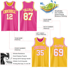 Load image into Gallery viewer, Custom Reversible Pink White-Gold Double Side Sublimation Basketball Suit Jersey
