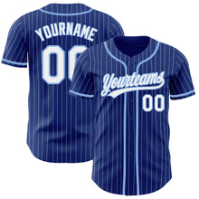 Load image into Gallery viewer, Custom Royal White Pinstripe Light Blue Authentic Baseball Jersey
