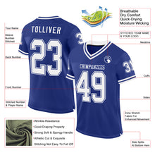 Load image into Gallery viewer, Custom Royal White Mesh Authentic Throwback Football Jersey
