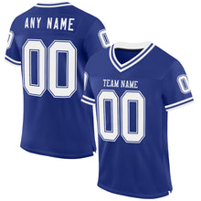 Load image into Gallery viewer, Custom Royal White Mesh Authentic Throwback Football Jersey
