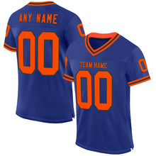 Load image into Gallery viewer, Custom Royal Orange-Black Mesh Authentic Throwback Football Jersey
