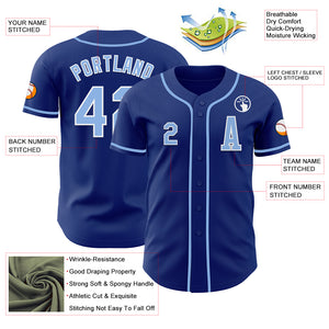 Custom Royal Light Blue-White Authentic Baseball Jersey