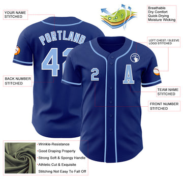 Custom Royal Light Blue-White Authentic Baseball Jersey