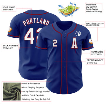 Custom Royal White-Crimson Authentic Baseball Jersey