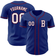 Load image into Gallery viewer, Custom Royal White-Crimson Authentic Baseball Jersey
