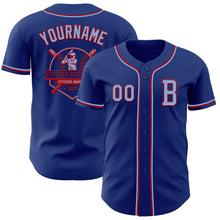 Load image into Gallery viewer, Custom Royal Light Blue-Red Authentic Baseball Jersey
