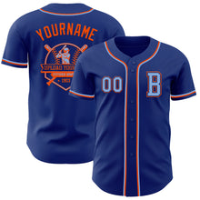 Load image into Gallery viewer, Custom Royal Light Blue-Orange Authentic Baseball Jersey
