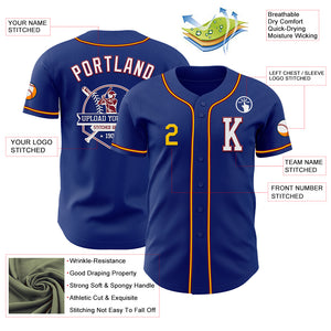 Custom Royal Yellow-Crimson Authentic Baseball Jersey