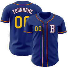 Load image into Gallery viewer, Custom Royal Yellow-Crimson Authentic Baseball Jersey
