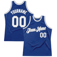 Load image into Gallery viewer, Custom Royal White-Gray Authentic Throwback Basketball Jersey
