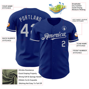 Custom Royal Gray Authentic Baseball Jersey