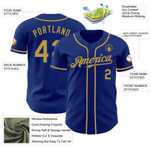 Load image into Gallery viewer, Custom Royal Old Gold Authentic Baseball Jersey
