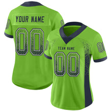 Load image into Gallery viewer, Custom Neon Green Navy-Gray Drift Fashion Football Jersey
