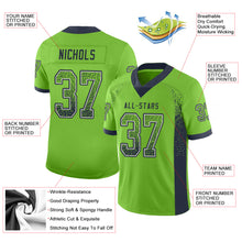 Load image into Gallery viewer, Custom Neon Green Navy-Gray Drift Fashion Football Jersey
