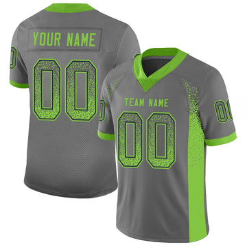Custom Gray Neon Green-Navy Drift Fashion Football Jersey