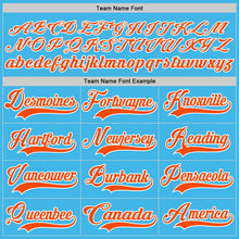 Load image into Gallery viewer, Custom Sky Blue Orange-White Hockey Lace Neck Jersey

