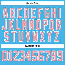 Load image into Gallery viewer, Custom Sky Blue Medium Pink-White Hockey Lace Neck Jersey
