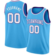 Load image into Gallery viewer, Custom Sky Blue White-Purple Authentic Basketball Jersey
