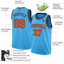 Load image into Gallery viewer, Custom Sky Blue Orange-Black Authentic Basketball Jersey
