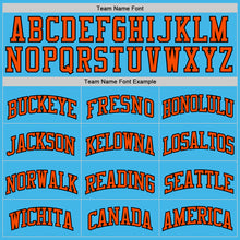 Load image into Gallery viewer, Custom Sky Blue Orange-Black Authentic Basketball Jersey
