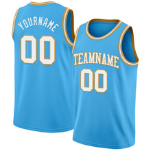 Load image into Gallery viewer, Custom Sky Blue White-Old Gold Authentic Basketball Jersey
