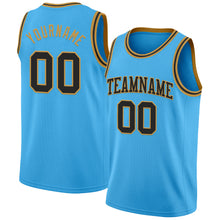 Load image into Gallery viewer, Custom Sky Blue Black-Old Gold Authentic Basketball Jersey
