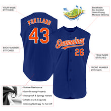 Load image into Gallery viewer, Custom Royal Orange-White Authentic Sleeveless Baseball Jersey

