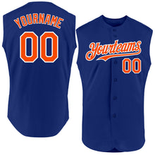 Load image into Gallery viewer, Custom Royal Orange-White Authentic Sleeveless Baseball Jersey
