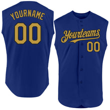 Load image into Gallery viewer, Custom Royal Old Gold-Black Authentic Sleeveless Baseball Jersey
