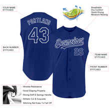 Load image into Gallery viewer, Custom Royal White Authentic Sleeveless Baseball Jersey
