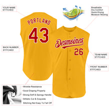Load image into Gallery viewer, Custom Gold Red-White Authentic Sleeveless Baseball Jersey
