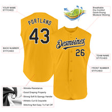 Load image into Gallery viewer, Custom Gold Black-White Authentic Sleeveless Baseball Jersey
