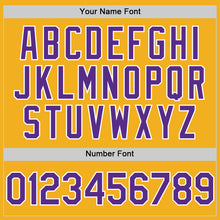 Load image into Gallery viewer, Custom Gold Purple-White Authentic Sleeveless Baseball Jersey
