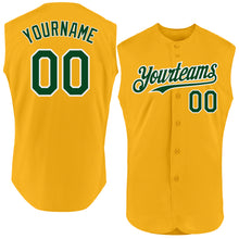 Load image into Gallery viewer, Custom Gold Green-White Authentic Sleeveless Baseball Jersey
