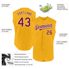 Load image into Gallery viewer, Custom Gold Crimson-White Authentic Sleeveless Baseball Jersey
