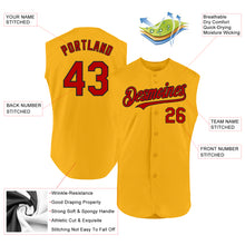 Load image into Gallery viewer, Custom Gold Red-Black Authentic Sleeveless Baseball Jersey
